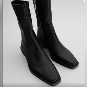 Zara Black Leather Boots size 38